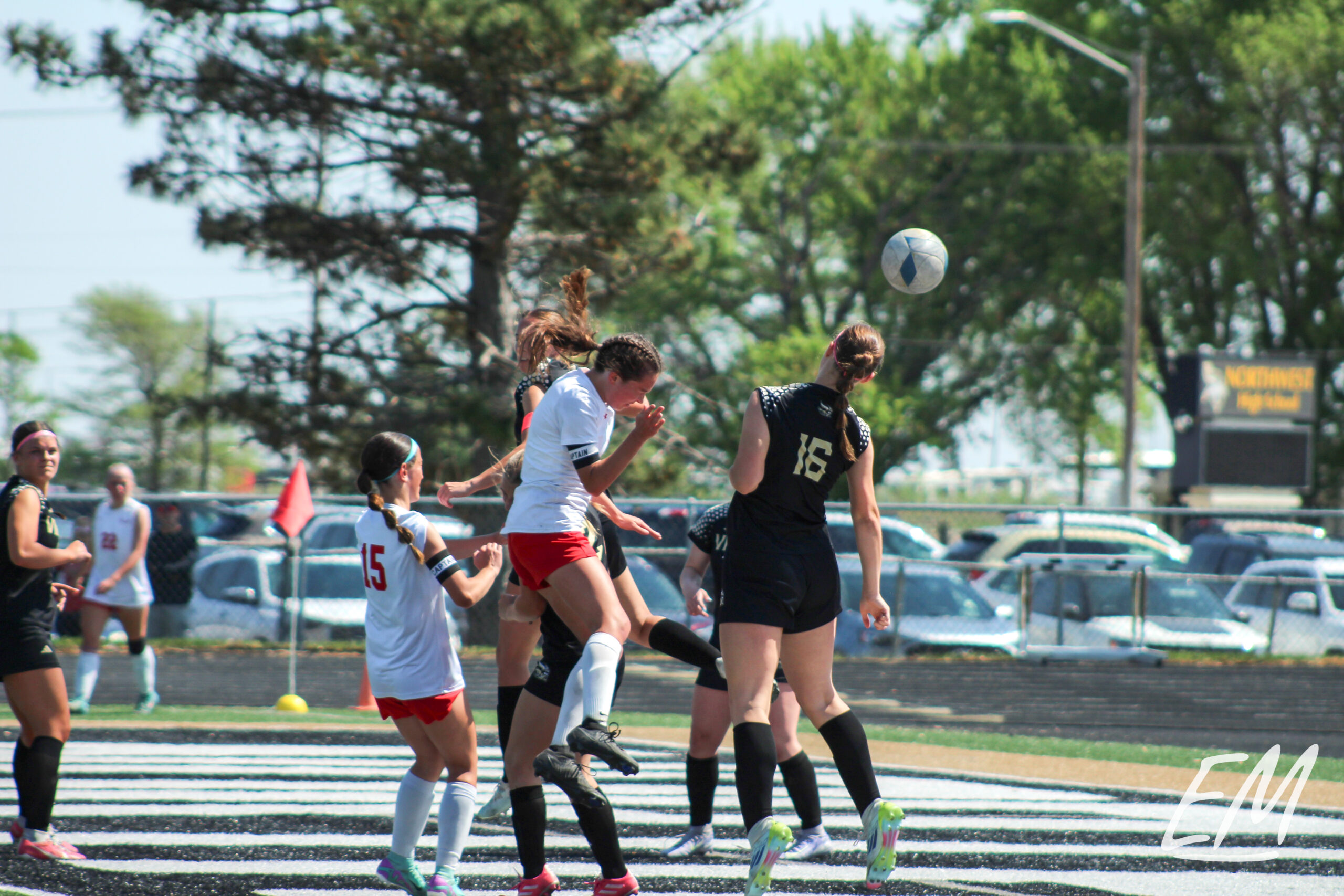 Ella Rogers (Elkhorn) heads in the game-winning goal.